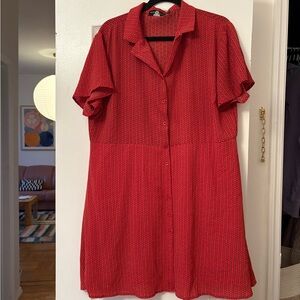 Red Button-Up Mini Dress